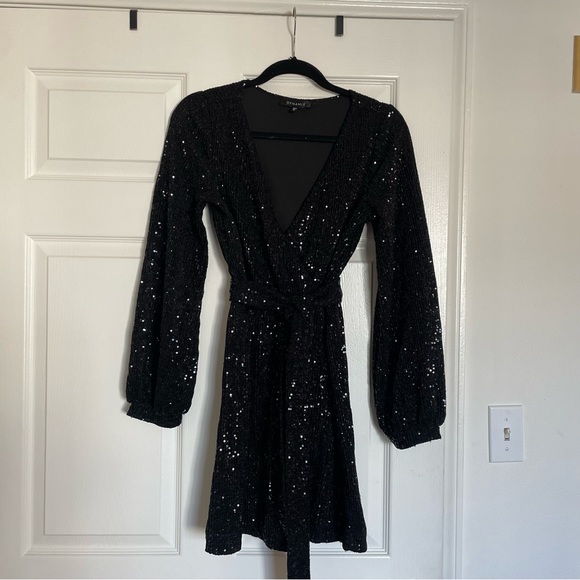 Dynamite Sequin Wrap Dress - Picture 2 of 7